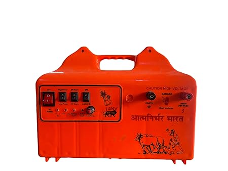 12KV Zatka Jhatka Machine AC DC Fiber Body Set (Machine, Battery 12v 14Ah,20w solar Panel,100 Insulator,10Corner