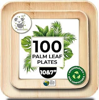 Koala love Palm Leaf Plate Bamboo Paper Plates Disposable 10 Inch & 7 In...