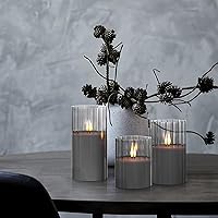 Vista 6 de Rhytsing Velas LED de vidrio acanalado ahumado que funcionan con pilas con control remoto, velas sin llama con temporizador, juego de regalo