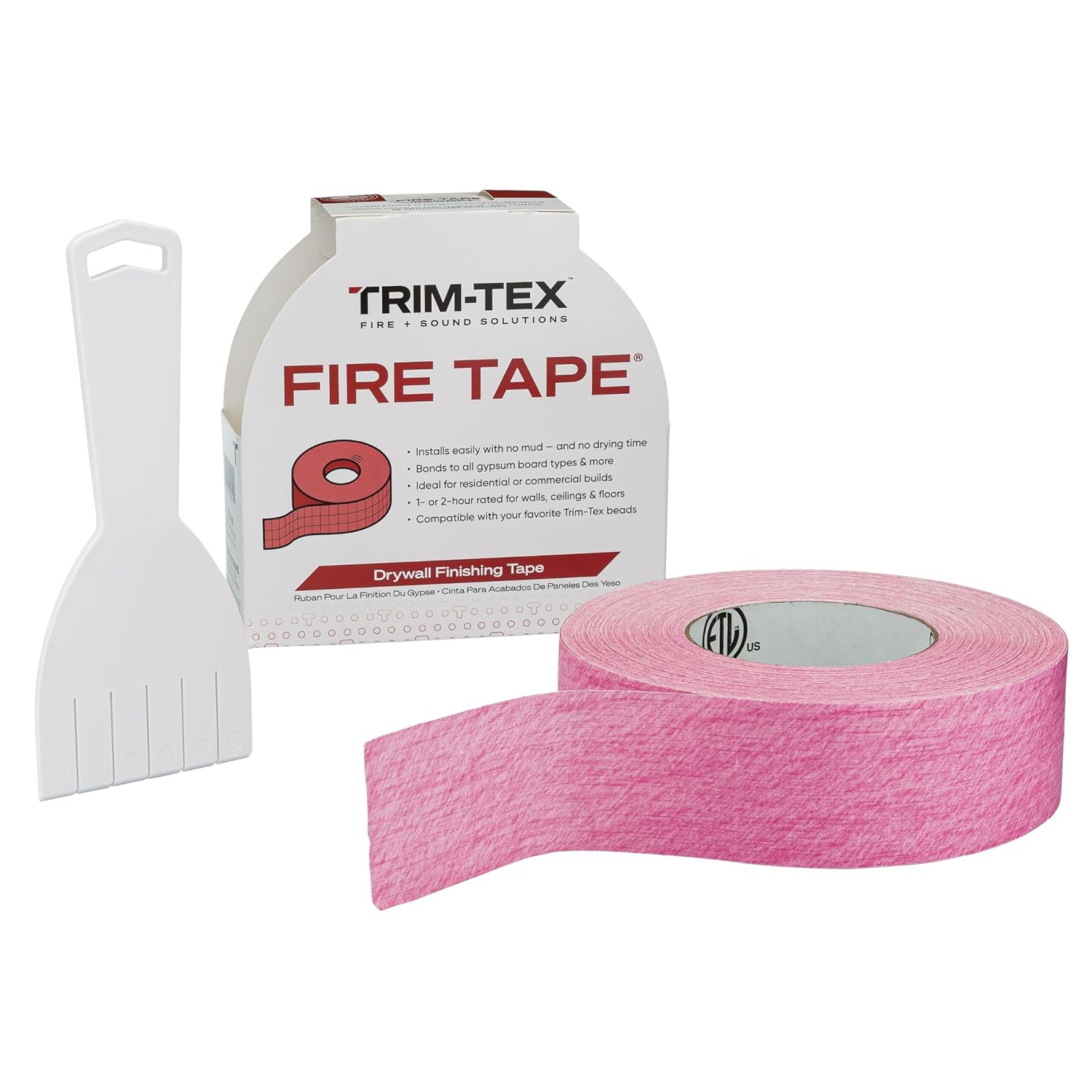 Trim-Tex Fire Tape | 250' Roll | Time Saving Install - No Mud Required | 1- & 2-Hour Rated Drywall Firestopping Tape | Model 990 | Made in USA