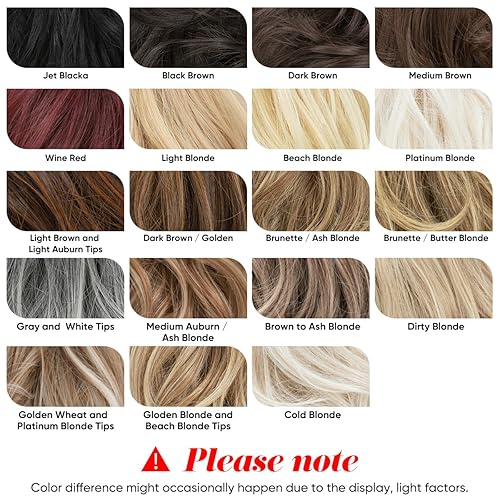 Miniatura 7 de CJL HAIR Extensiones de cabello corto con clip de garra, de metales flexibles, moño desordenado, ondulado, rizado (rubio dorado y puntas rubias