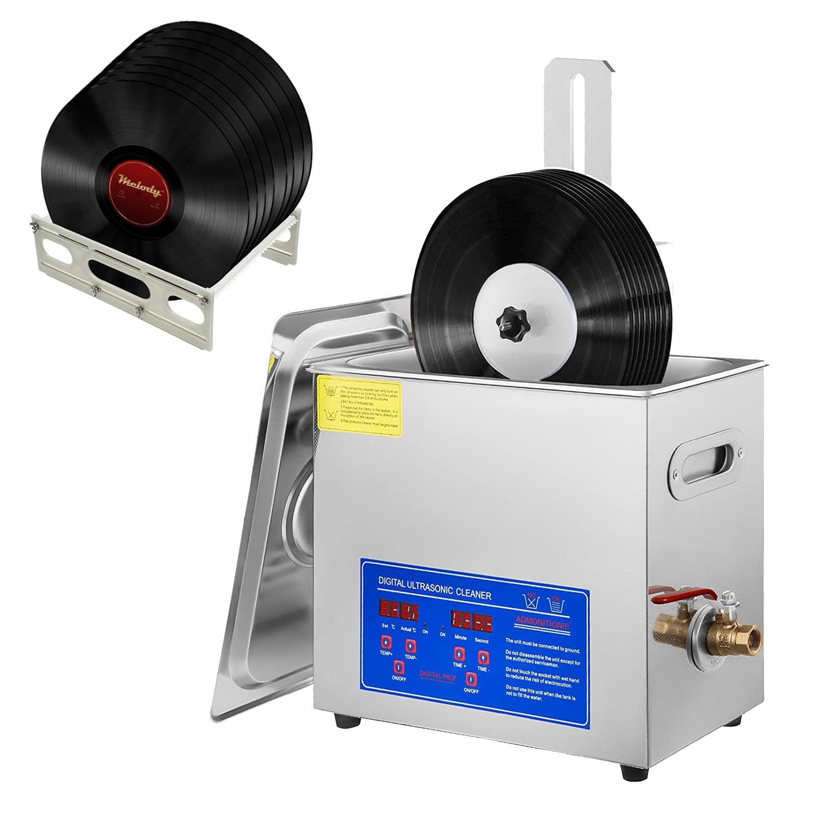 Limpiador sónico de Vinilo de 180 W, Limpiador de Discos comerciales, Limpiador de 8 Discos, para Tiendas de Discos
