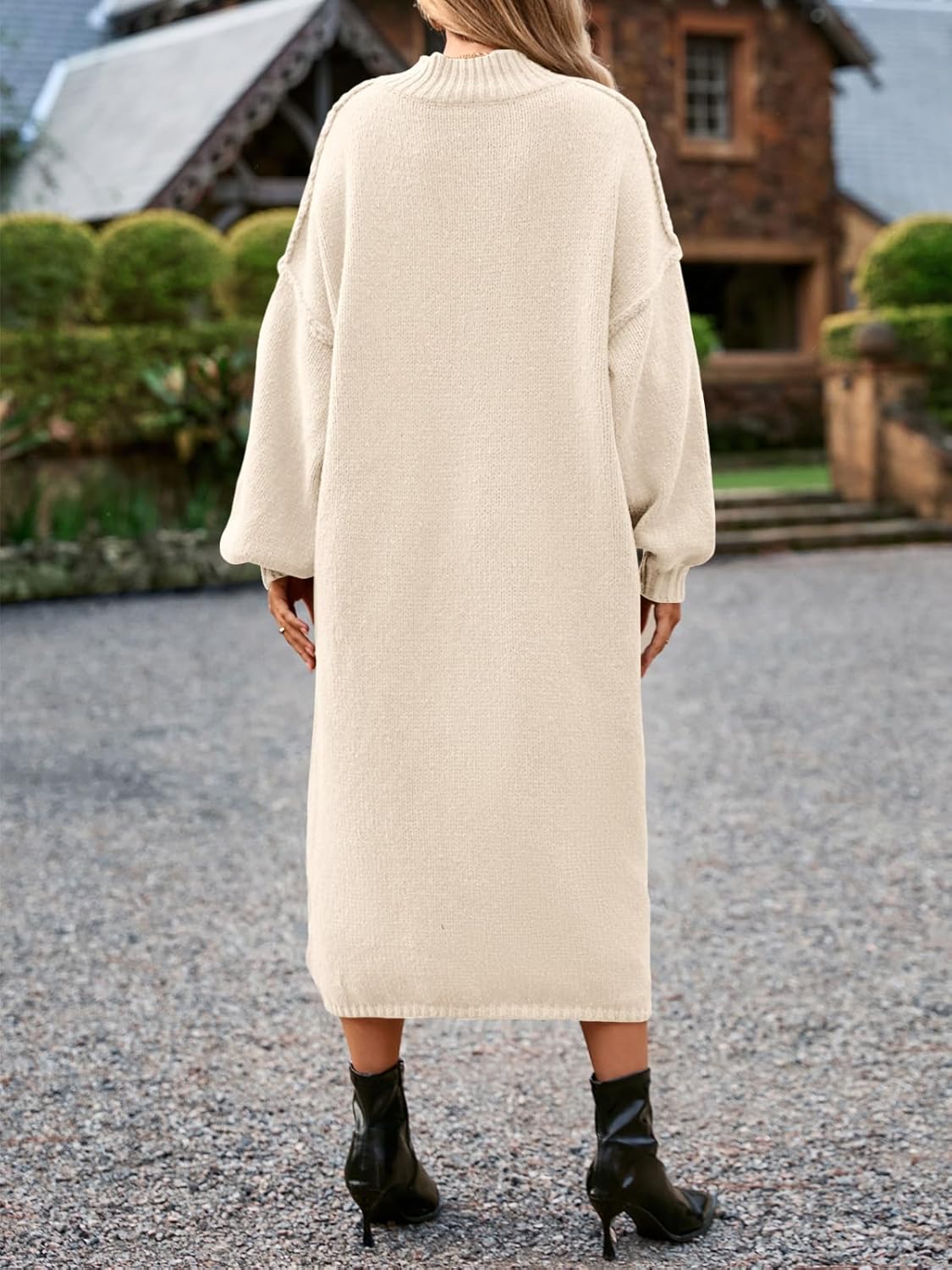 Saodimallsu Womens Oversized Sweater Dress Mock Neck Long Sleeve Casual Warm Chunky Knit Fall Winter Maxi Dresses - Image 5