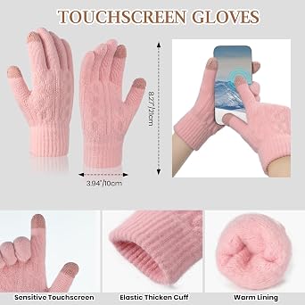 Clothirily Womens Winter Knit Warm Hat Beanie Scarf Gloves Set for Women