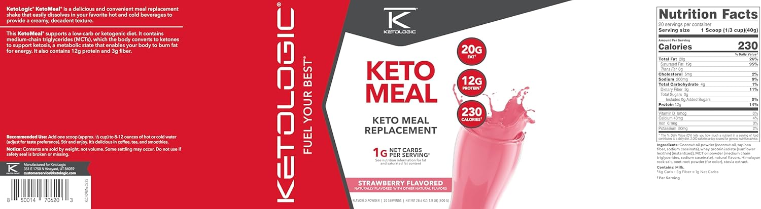 Ketologic Keto Meal Replacement Shake Powder For Optimal Res...