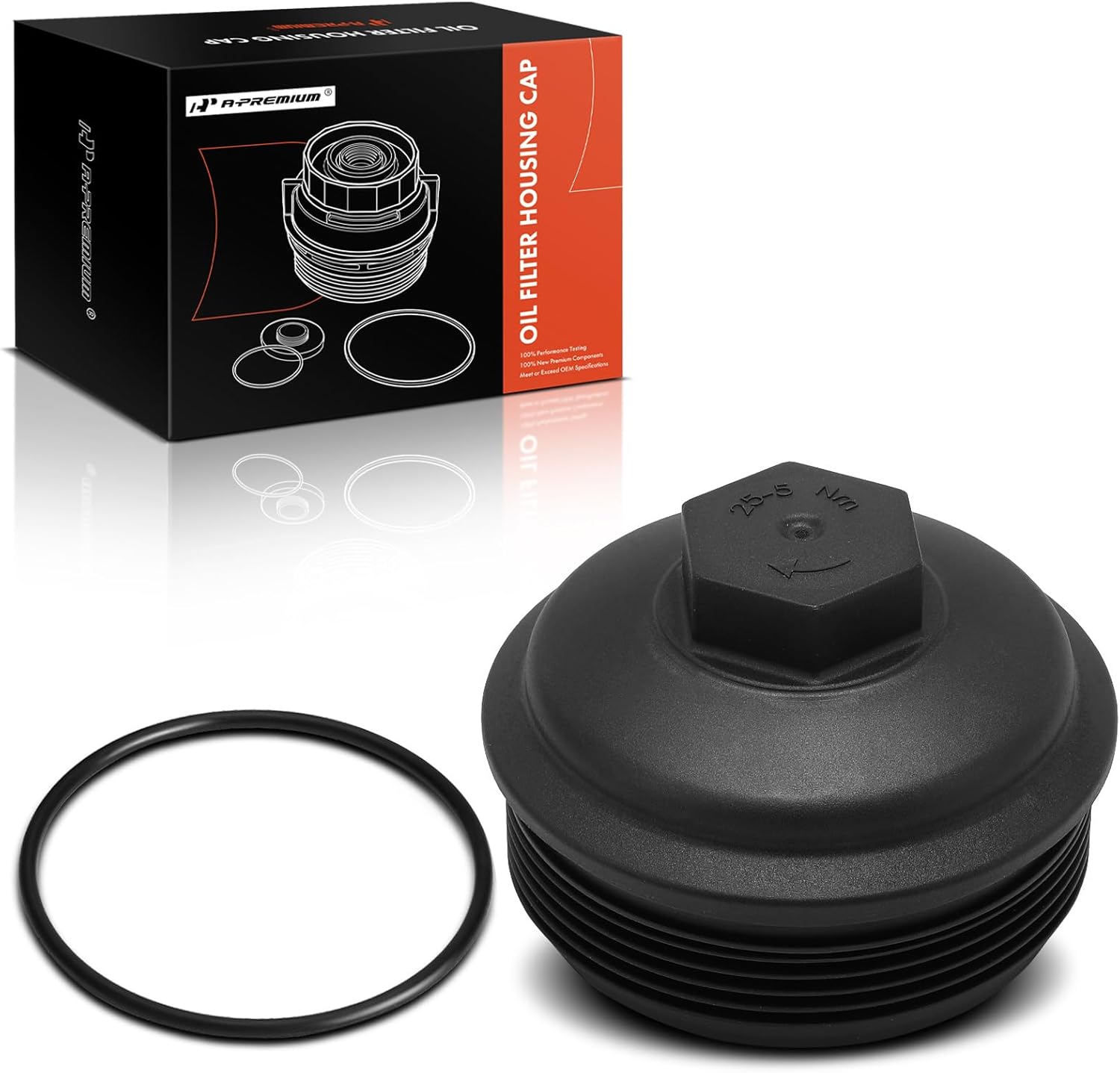A-Premium Oil Filter Housing Cap Assembly Compatible with Volkswagen Jetta 2003-2006/2008-2014, Golf 2003-2004/2010-2014, Beetle 2013-2014, Eos 2007-2008, CC, EuroVan & Audi A3, Replace# 045115433C