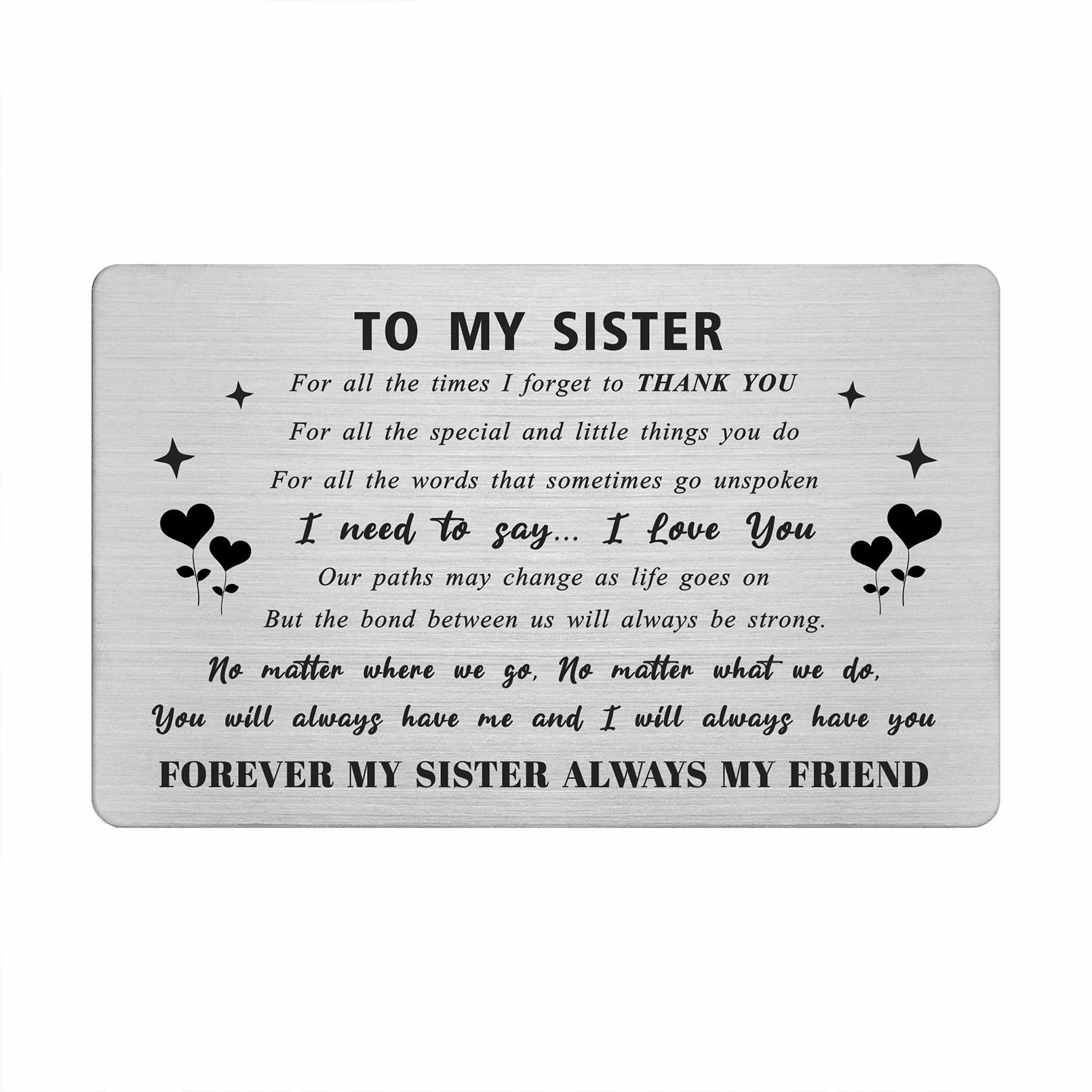 Fetiger Sister Birthday Card, Sister Gifts from Sister Brother, Best Sister Gifts, Love My Sister Gifts, I Love My Sister