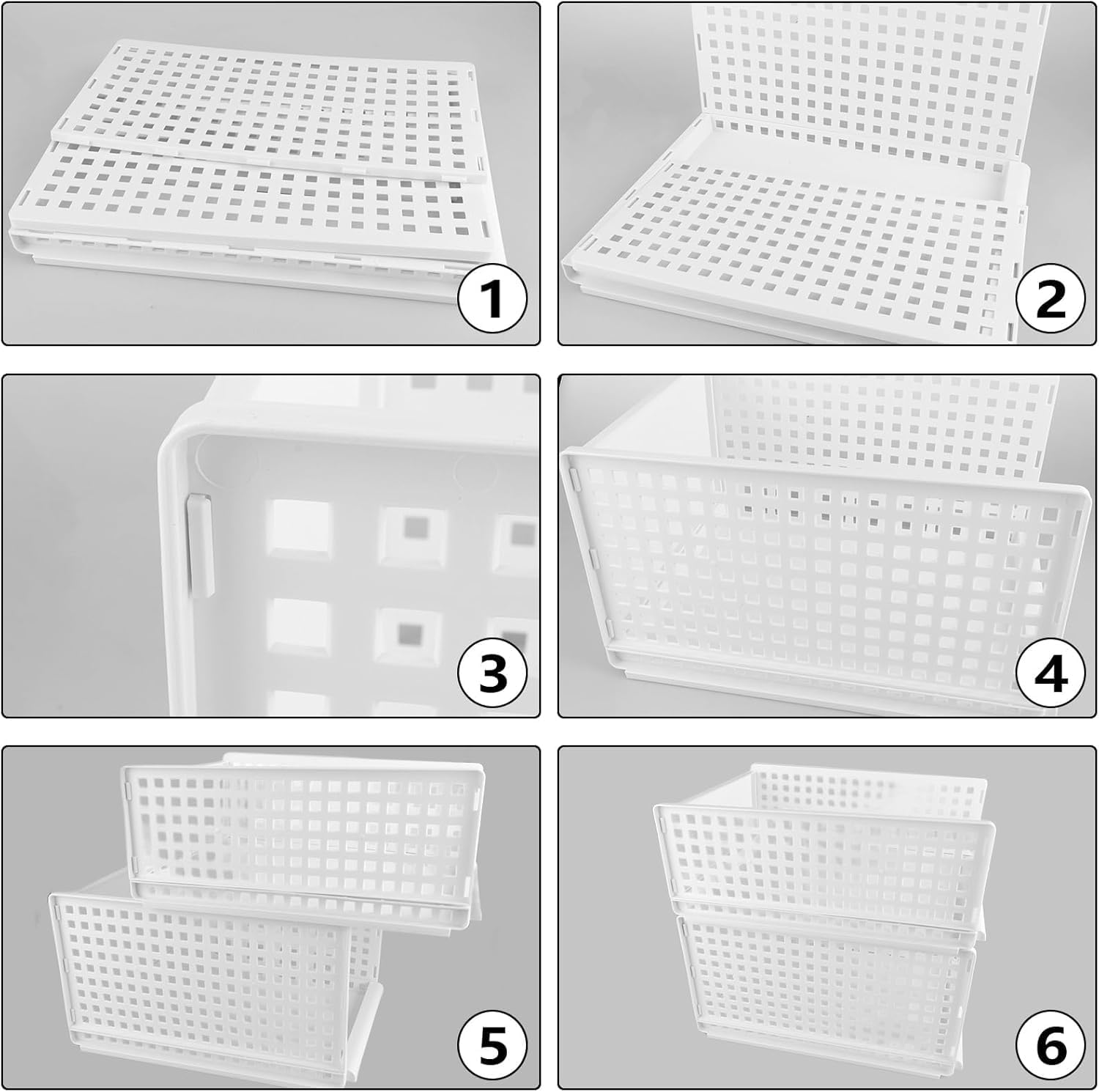5 Stück Faltbaren Kleiderschrank Organizer, Plastik Schubladenbox Stapelbare Schrank Organizer wardrobe organizer Regal Lagerkisten für Garderobe , Schlafzimmer, Zuhause, Küche