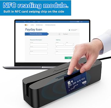 Symcode Multi-Function Chip Card Magnetic Card Reader,Credit Card Reader,Memory Chip Card Reader,Contactless NFC Chip Card Reader Can be Used with Cashier Register