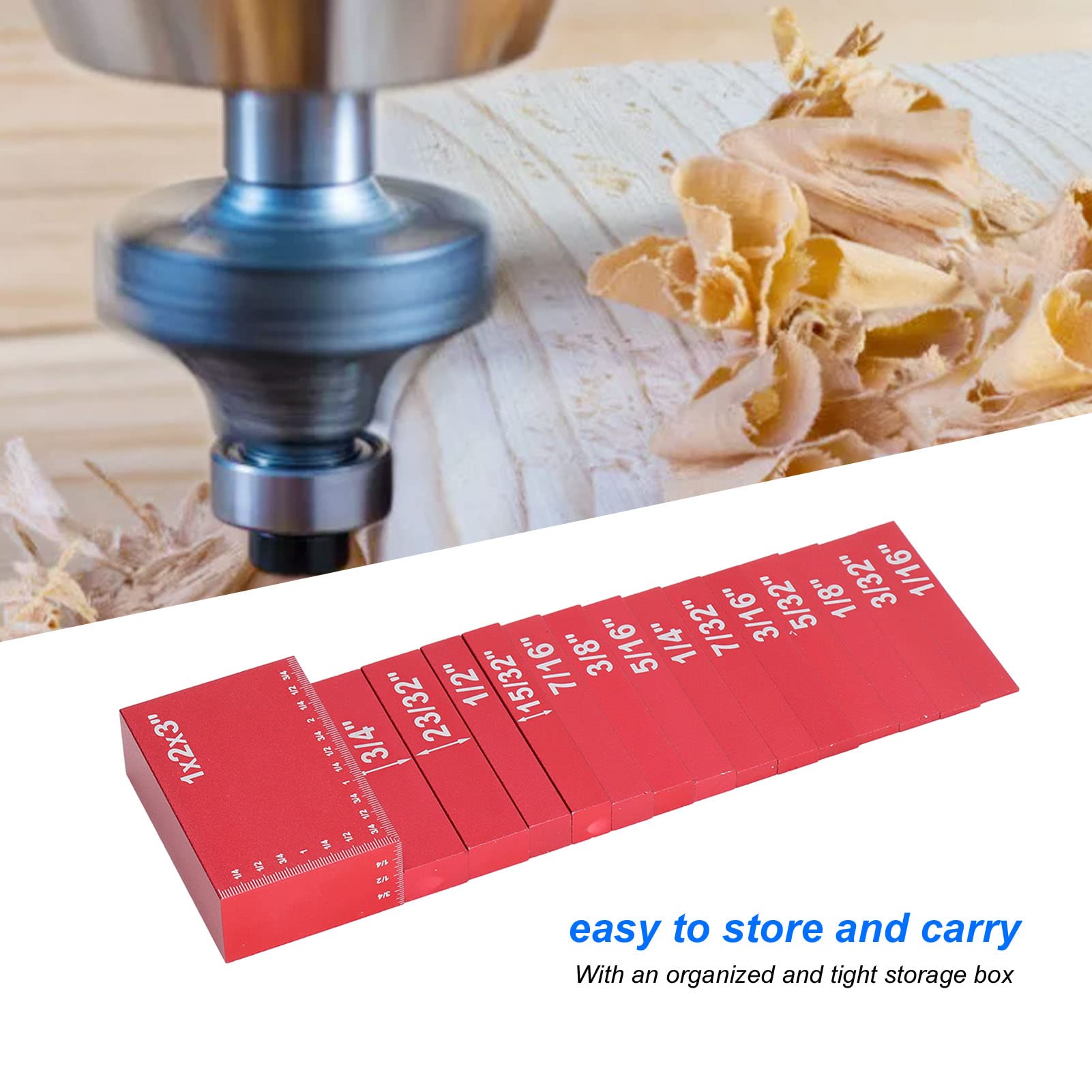 Juego De Reglas Métricas De Altura De 15 Piezas, Bloques De Medida Claramente Grabados, Juego De Reglas De Altura De Aluminio Para Carpinteros (Rosso)