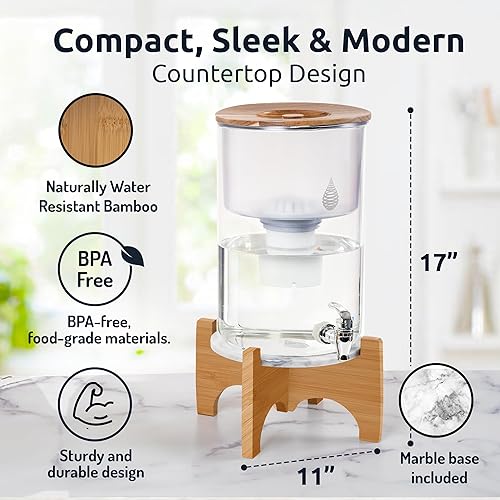 Miniatura 10 de Filtro de agua alcalino de vidrio para encimera purificador de filtro de agua gran sistema alcalino agua de alto pH 237 galones 9 litros