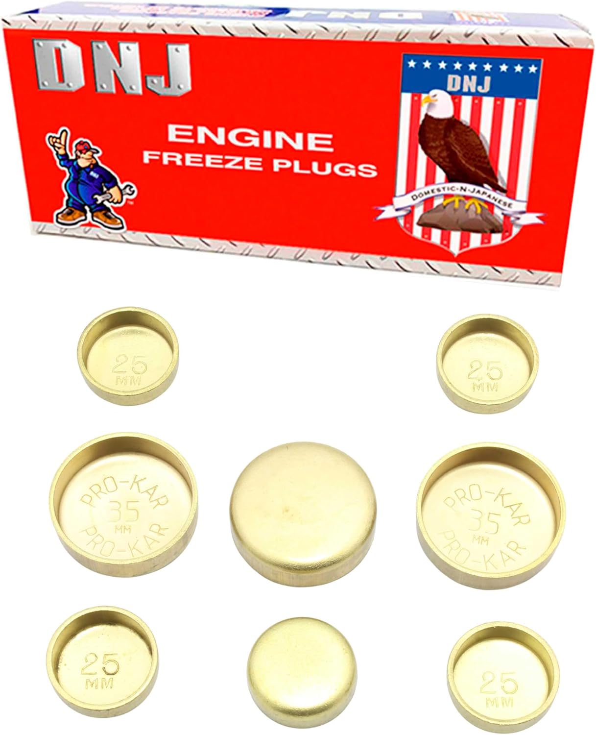 DNJ FPS136 Brass Freeze Plug Set for 1999-2010 Hyundai, Kia Optima, Santa Fe, Sonata 2.5L-2.7L V6 24V DOHC 2500cc