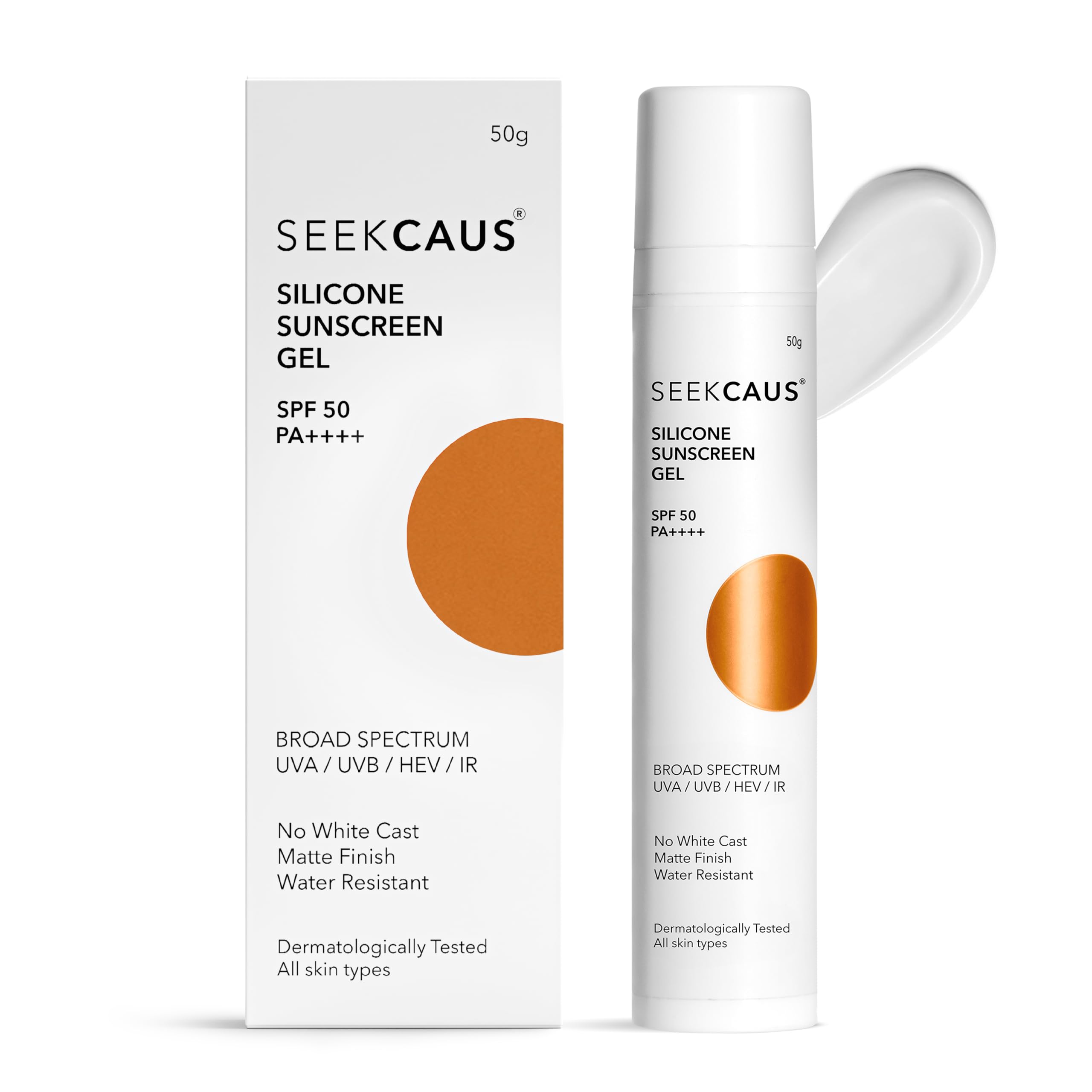 Seekcaus SPF 50 PA++++ Silicone Gel Sunscreen For Men & Women, Broad Spectrum, Protect From UVA, UVB & Blue Light Damage, Non Sticky, Non Greasy, Sweat Resistant, No White Cast, Dermatologist Tested, Suitable For All Skin Types, 50g-image-16