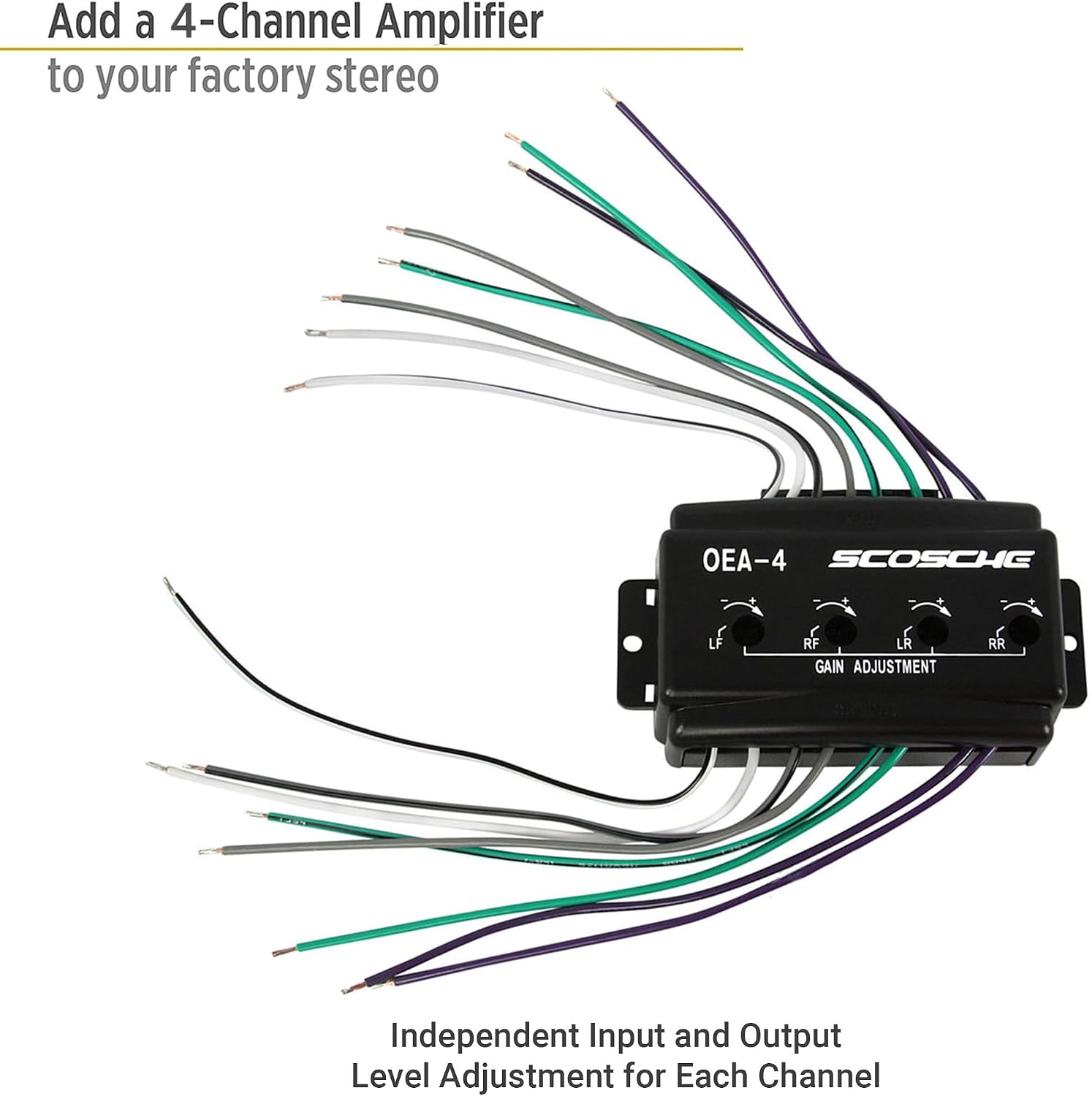 Scosche OEA4 OEM Premium Amplifier Interface Adapter - 4 CH Adjustable LOC Level Converter - Retains Factory Car Audio Amp - Line Output Converter for Car Stereo Amplifiers - No RCA Connection Needed image 3