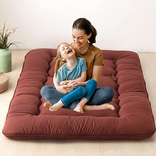 Miniatura 11 de GrayJapanese - Colchón de suelo de futón para dormir, colchón plegable japonés, tapete de tatami, almohadilla de camping portátil para niños y