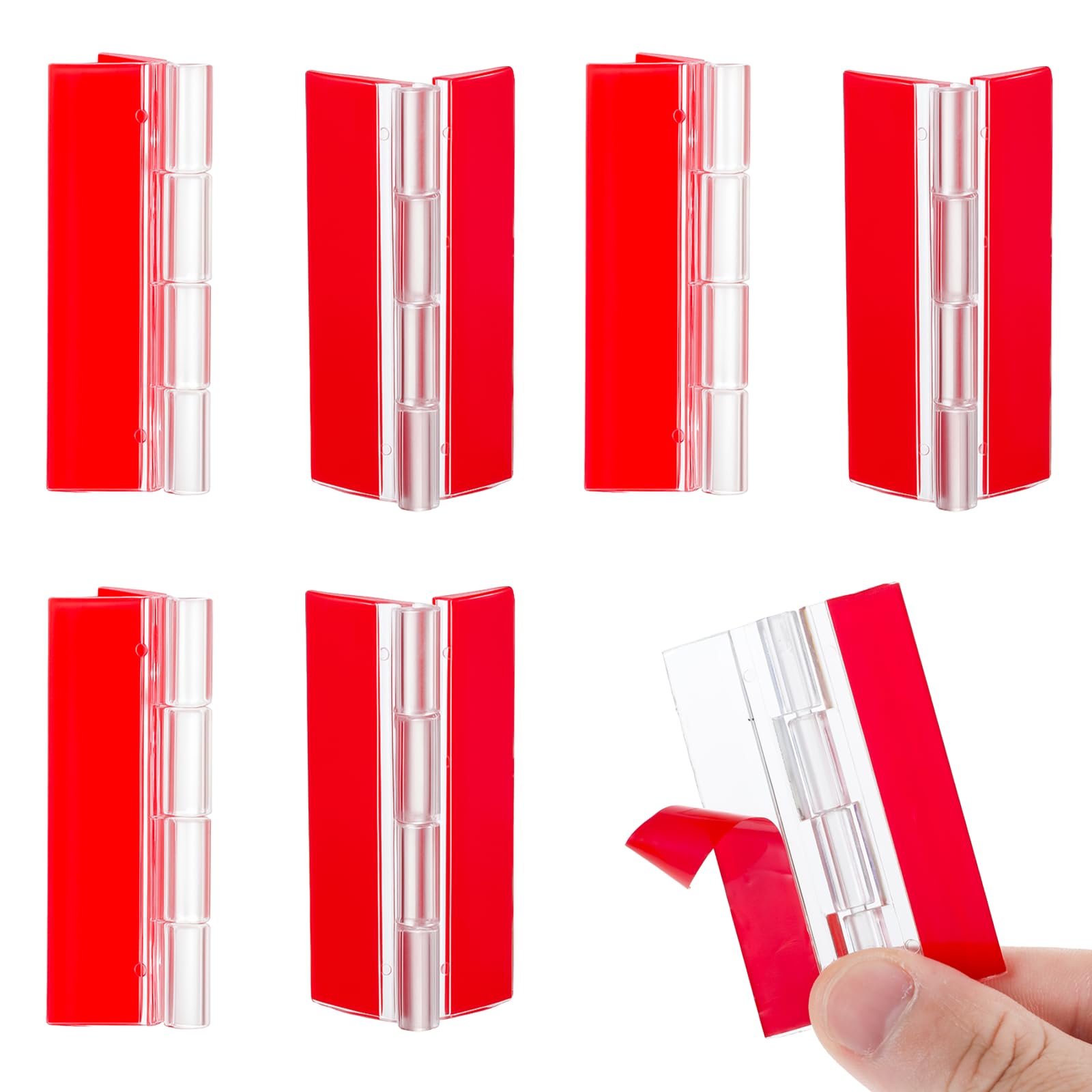6Pcs Self-Adhesive Clear Plastic Hinges, Acrylic Small Hinges Continuous Piano Hinge Folding Hinge Tools for Cabinet Aquarium Lid Furniture Display Stand Drawer Furniture DIY (65x40mm)