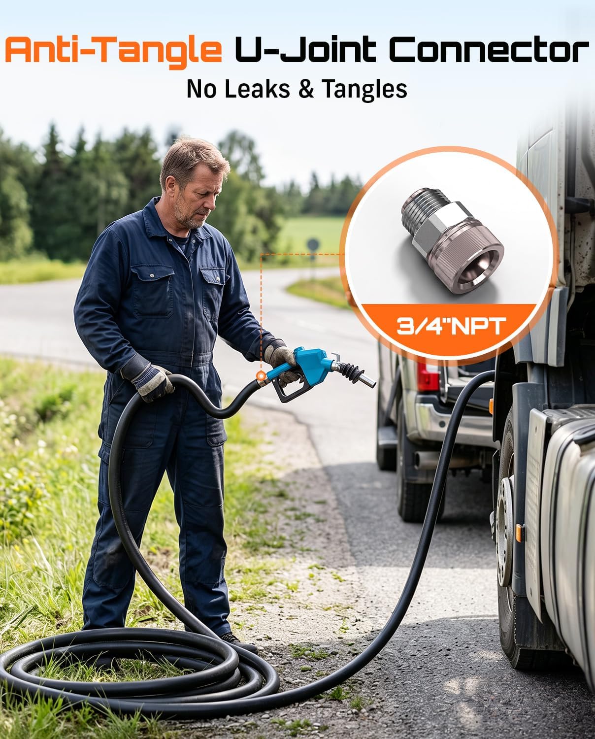 SEESII 3/4" NPT Automatic Fuel Nozzle, Gas Nozzle with Hook, Max Flow 16GPM