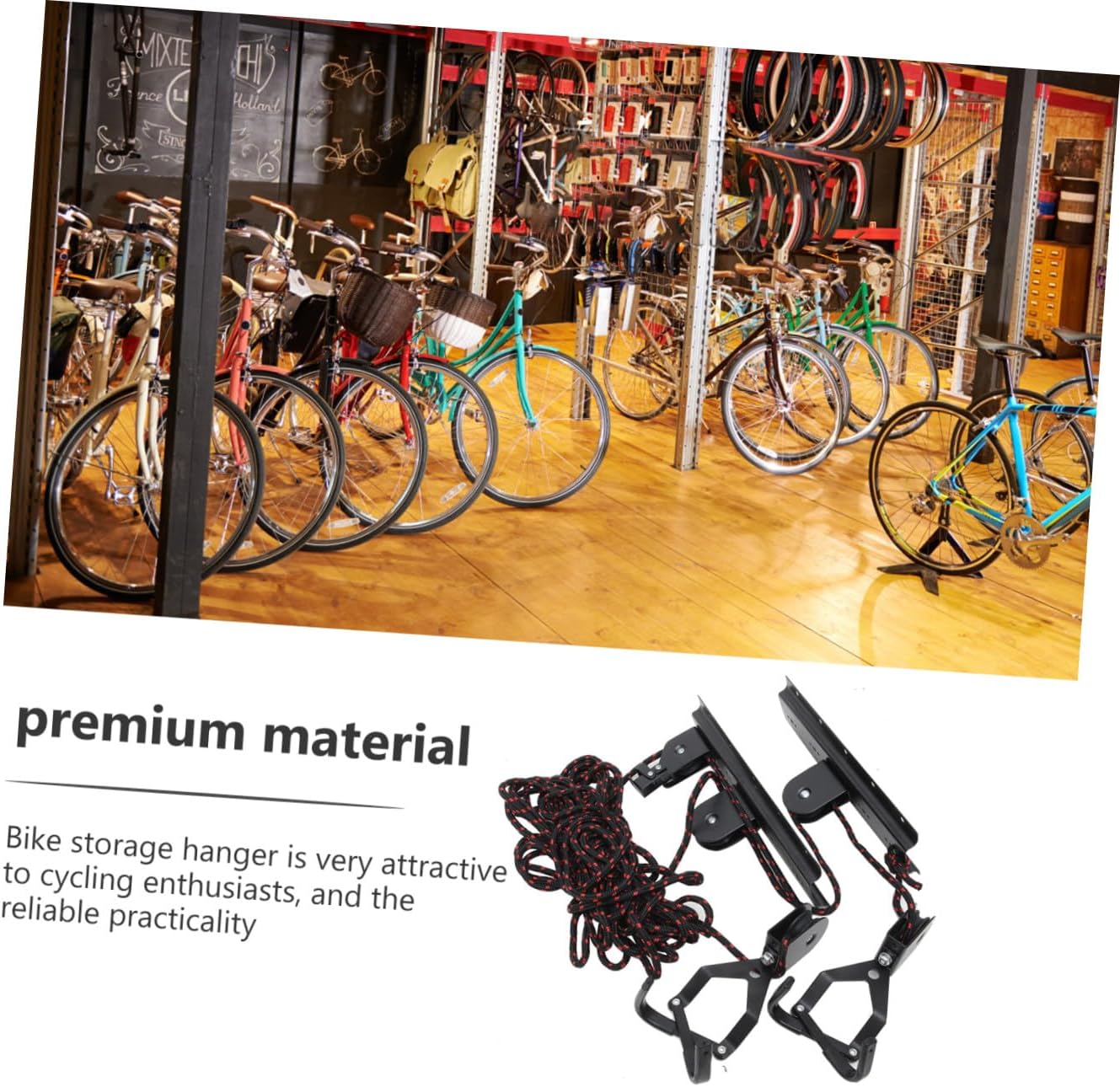 KICHOUSE Bike Hoist Lift Hanger with Pulley System Black Ceiling and Wall Mount Bike Storage Rack for Garage Indoor and Space-saving Organization Random Color