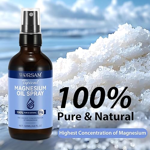 Miniatura 2 de Spray de aceite de magnesio puro, aceite de magnesio orgánico 100% natural, spray de magnesio para pies, fácil de usar y absorción, 4.0 onzas
