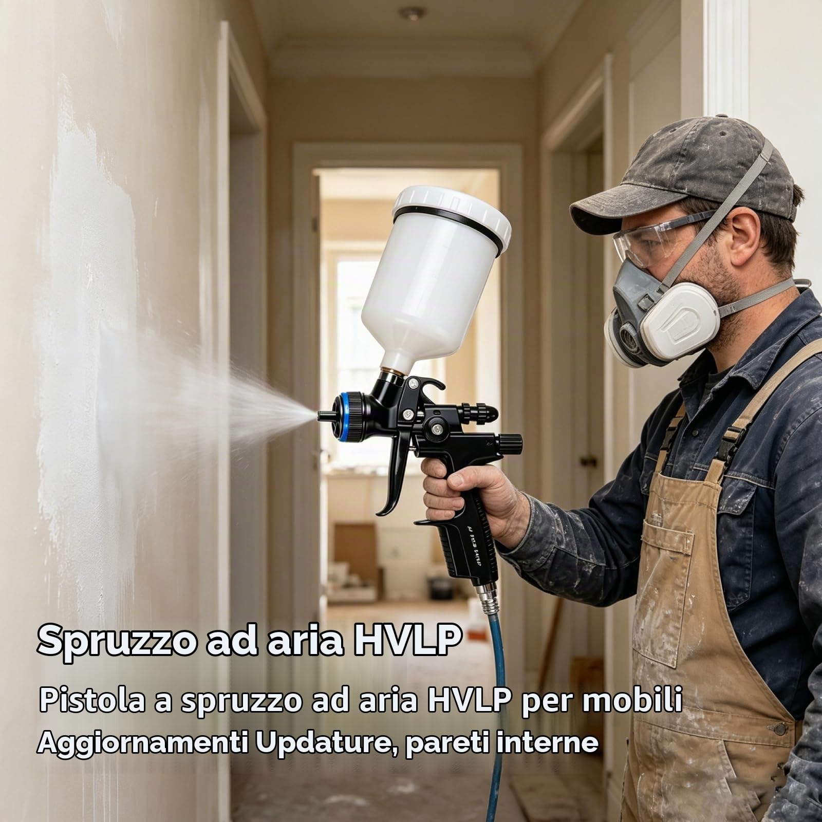 Pistola a Spruzzo di Vernice Hvlp, Pistola Verniciatura a Spruzzo Ad Aria 4000b 600 Ml, Pistola di Vernice a Spruzzo, 1,3 Mm Kit di Attrezzi per Pistola a Spruzzo di Vernice per
