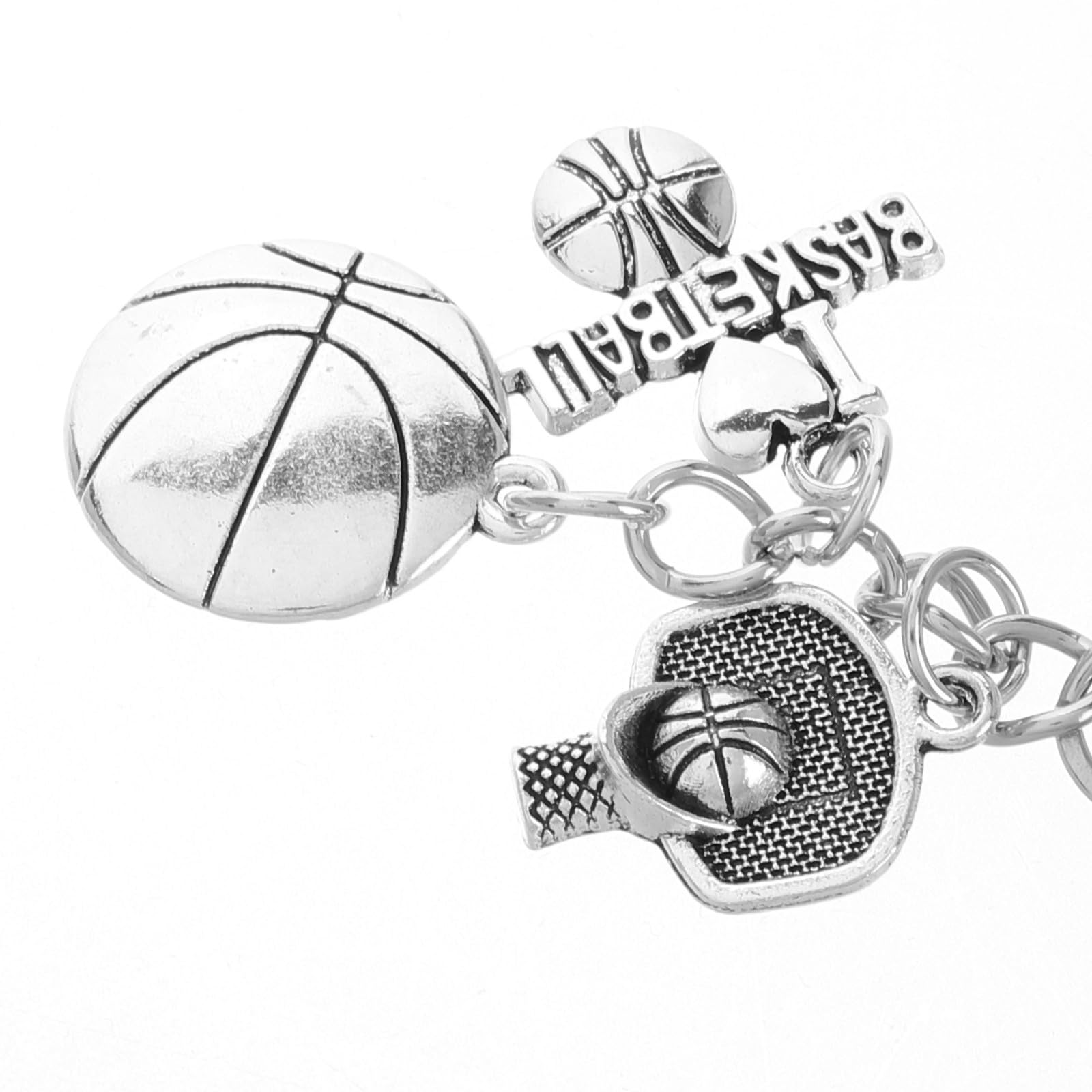 1pezzi Portachiavi Tema Basket in Lega di Resistente Portachiavi Palla da Basket con Ciondolo Sportivo Forma di Cheerleader Accessorio Lucido per Borse e Chiavi