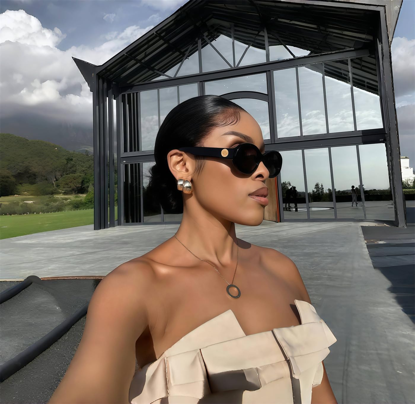 TYA Retro Oval Sunglasses for Women 90s Round Chic UV400 Protection 2026 Chunky Thick Frame Sun Glasses - Image 8