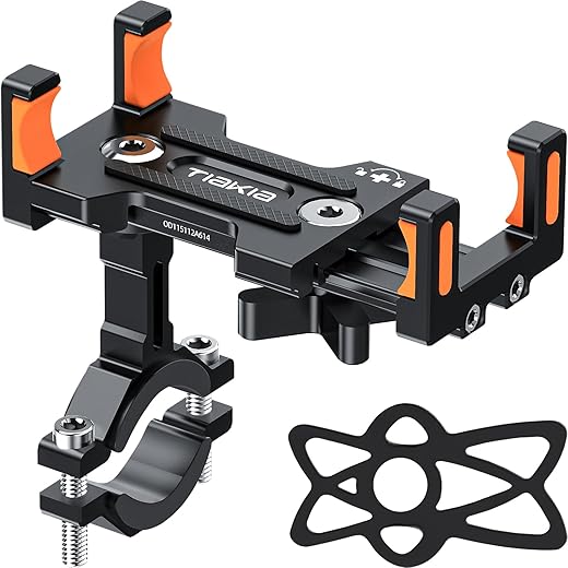 Tiakia Bike Phone Mount - Universal Motorcycle Mount Anti Shake & Anti-Theft, Face & Touch ID Bicycle Phone Holder 360°...