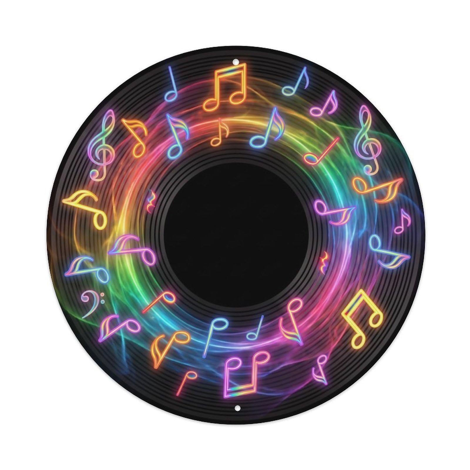 Colorful Music Vinyl Records Transparent Rainbow Glow Metal Tin Sign