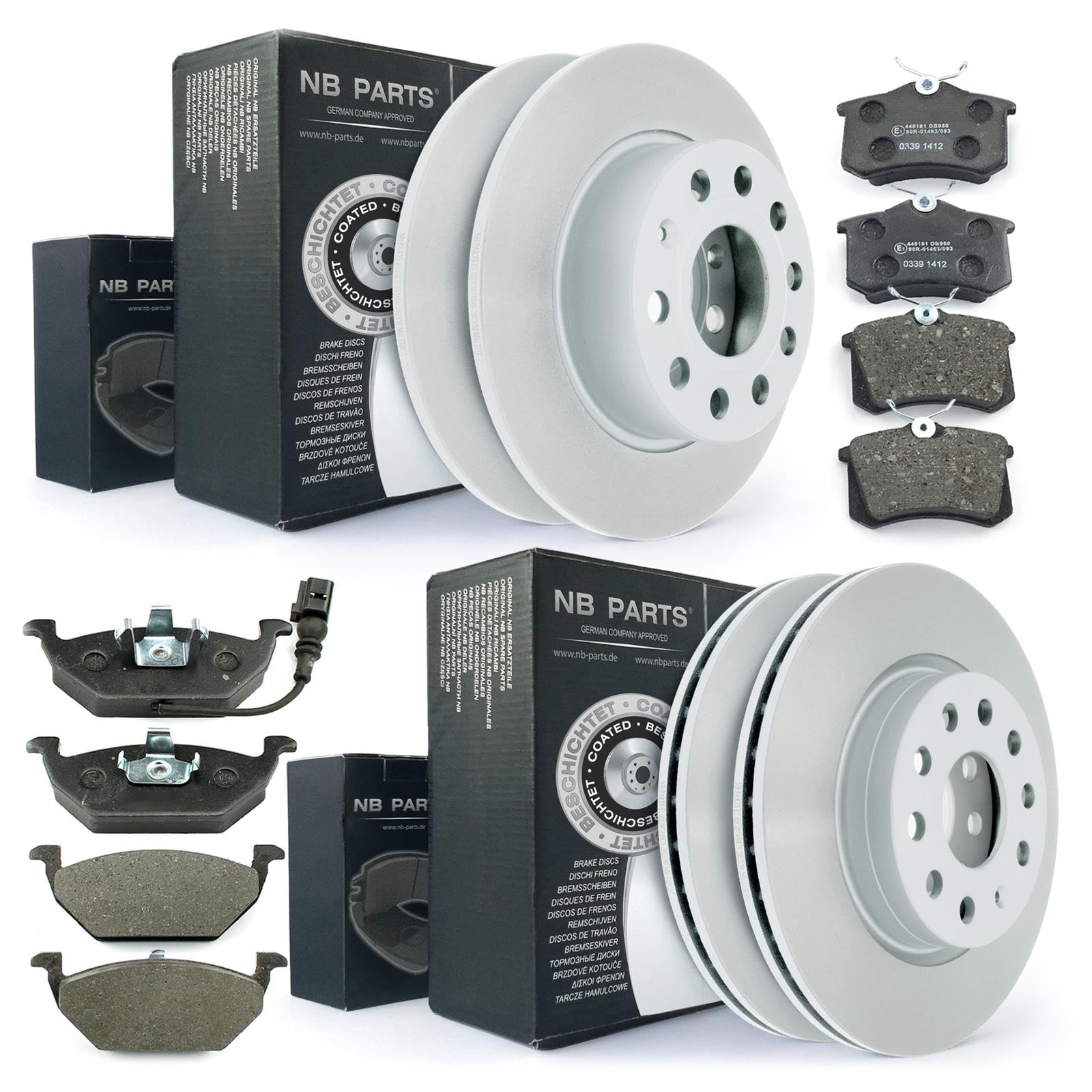 NB PARTS Dischi freno freno anteriore posteriore adatto per Audi A3 8P Seat Altea Leon VW Golf 5 6