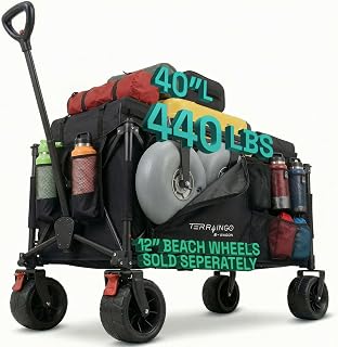 TerrainGO Collapsible Folding Beach Wagon | 260L Heavy Duty Utility Garden Cart with All Terrain Wheels for Sand | Outdoor... Price In India