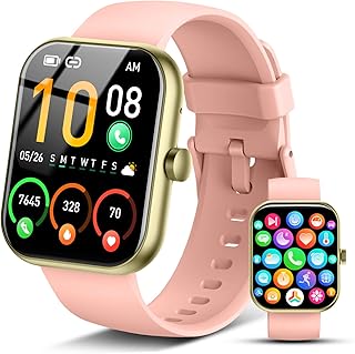 Smart Watch for Men Women, 2026 Release (Answer/Make Call) 1.96" HD Fitness Tracker Running Watch,IP68 Waterproof, Pedometer,Step/Sleep/Heart Rate Monitor,110+ Sport Mode Smartwatch for Android,Pink