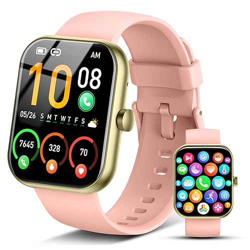 Smart Watch for Men Women, 2026 Release (Answer/Make Call) 1.96" HD Fitness Tracker Running Watch,IP68 Waterproof, Pedometer,Step/Sleep/Heart Rate Monitor,110+ Sport Mode Smartwatch for Android,Pink