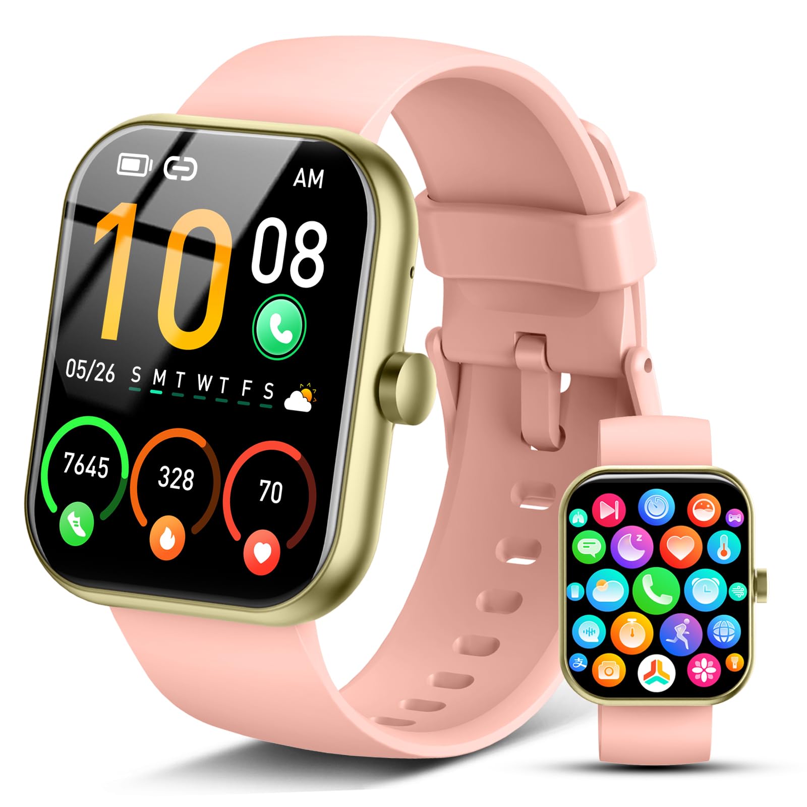 Smart Watch for Men Women, 1.96" HD Fitness Tracker Running Watch (Answer/Make Call), IP68 Waterproof,Pedometer, Sleep/Step/Activity/Heart Rate Monitor,110+ Sport Mode Smartwatch for iOS Android,Pink - 79% off