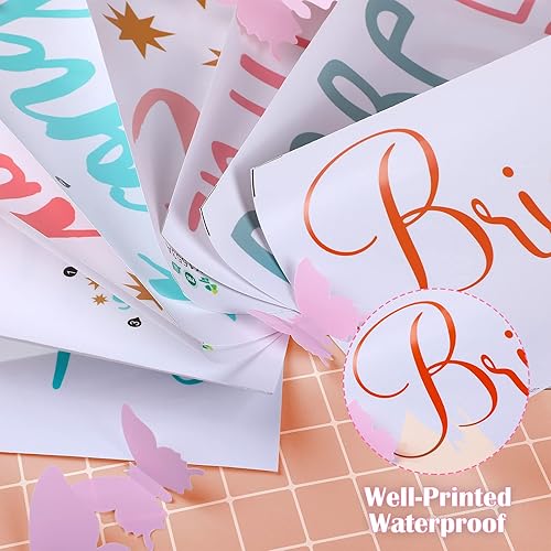 Miniatura 6 de Chinco 20 hojas de calcomanías de pared con citas inspiradoras para niñas, 12 hojas de mariposa 3D rosa pastel, inteligente, fuerte, sin miedo, sé