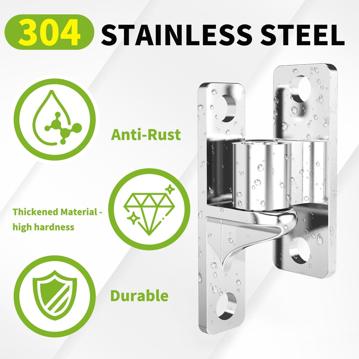 2 Pack 304 Stainless Steel Heavy Duty Gate Hinges - Non-Welding One-Piece Design with 5/8" Pin, 600lbs Capacity for Farm Gates, Wooden Fences, Barn Gates (Screws Not Included) (2 Pack)