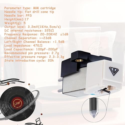 Miniatura 6 de Lápiz óptico de cartucho magnético, cabezal magnético móvil con sonido estéreo MM para tocadiscos, ABS profesional electromagnético reproductor de