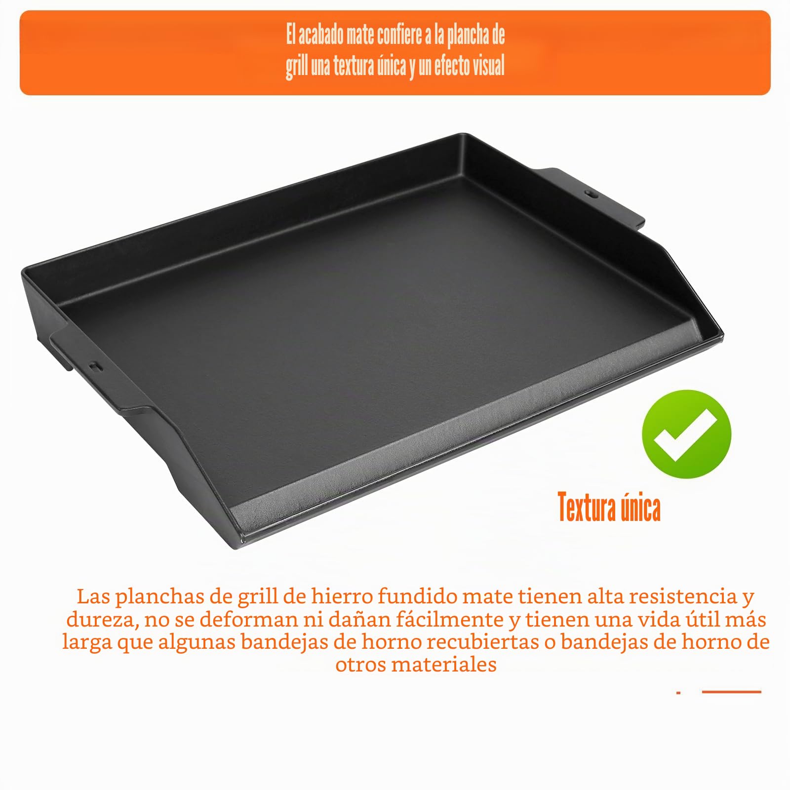 GFTIME 58,6 x 40,5 cm, plancha de hierro fundido, universal, grande, plancha de hierro fundido para parrilla de gas, parrilla de carbón, estufa de gas, con revestimiento antiadherente, color negro