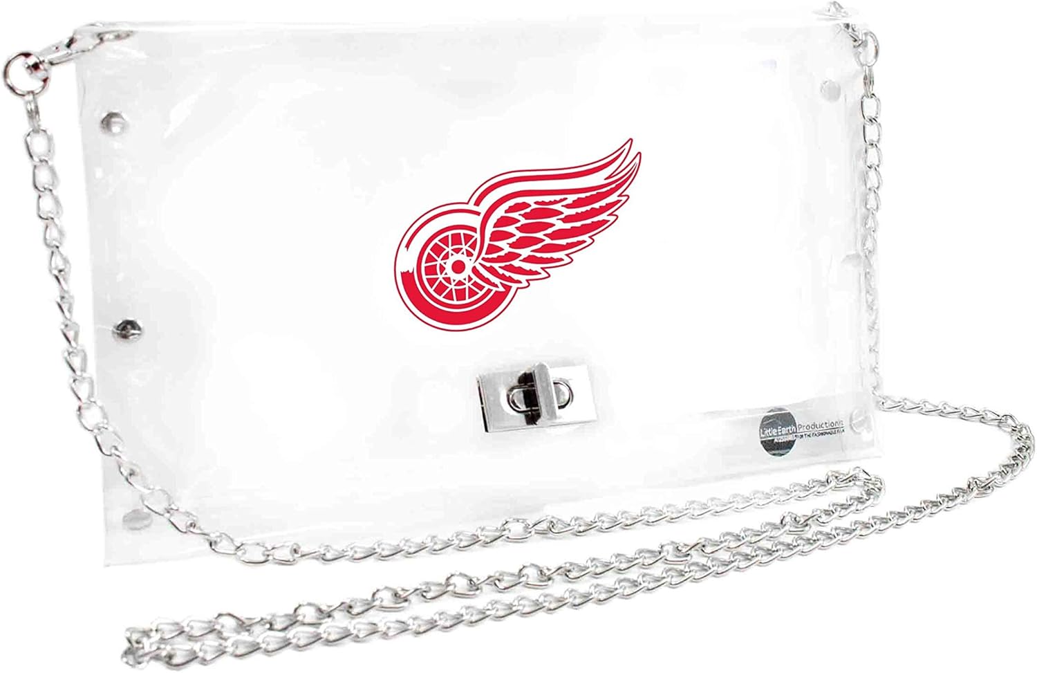 Littlearth Detroit Red Wings NHL Clear Envelope Purse with Black Fashion Strap