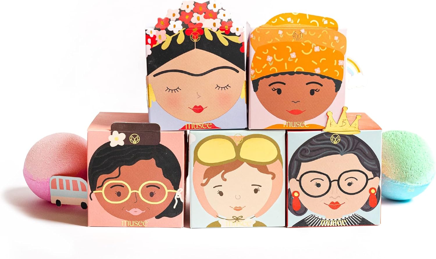 Musee Women of Change Bath Bomb Gift Set – 5 Organic, Paraben & Sulfate Free Bath Bombs for Mothers Day, Teens & Sensitive Skin