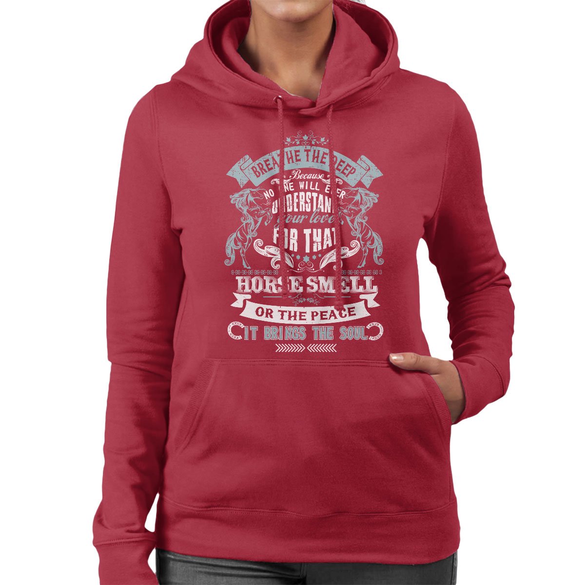 Cloud City 7 Women's Cherry Red That Horse Smell Hooded Sweatshirt