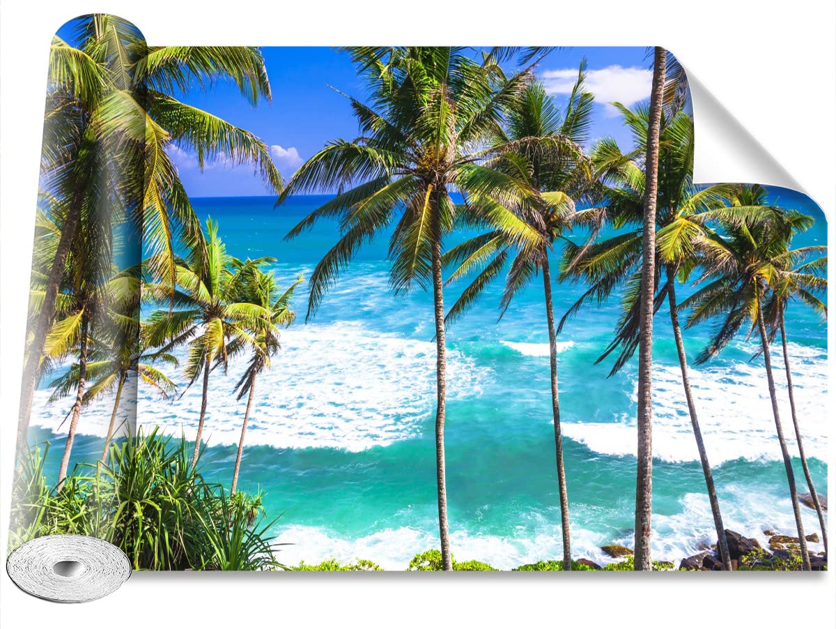 Papier peint plage de palmiers grand format pour relooker facilement un grand mur abîmé