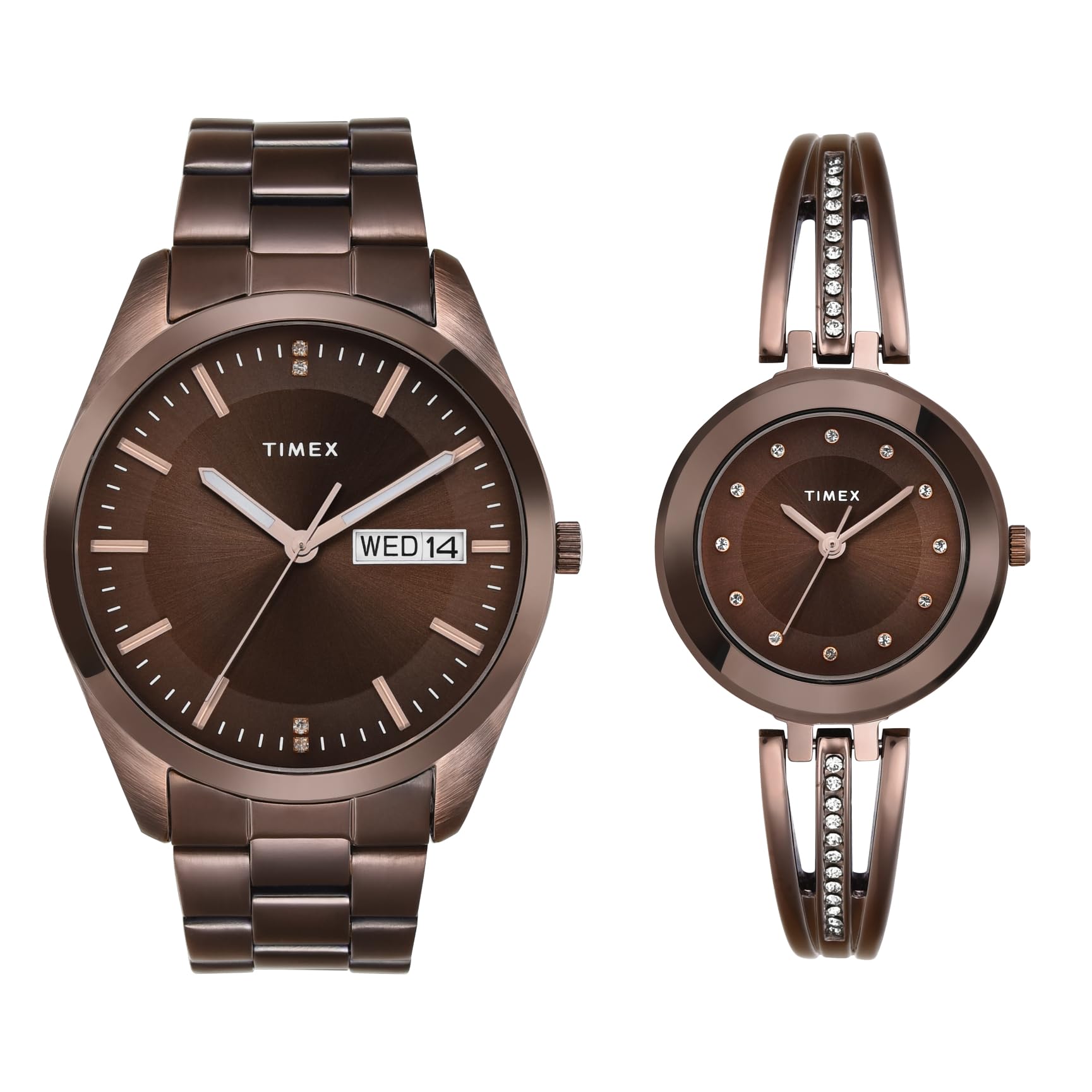 TIMEX Stainless Steel Unisex Pairs Brown Round Analog Dial Watch- Tw00Pr311 (B0CQRPZHQ5) Amazon Price History, Amazon Price Tracker