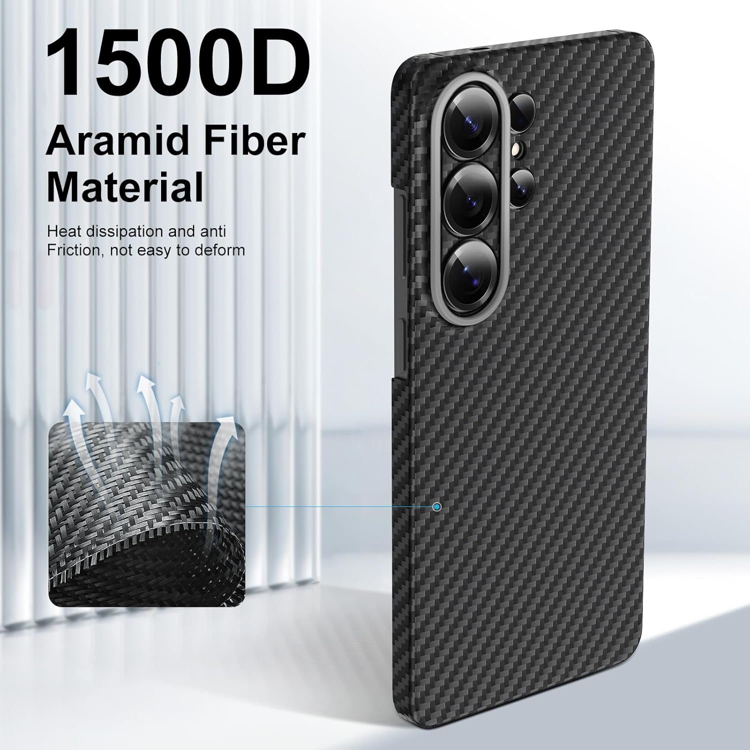 memumi Real Aramid Fiber for Samsung Galaxy S26 Ultra Case, [NO-case Feeling] Aramid Fiber with 0.5mm Slim Case for Samsung S26 Ultra Thin and Minimalist in Carbon Fiber Design, Grey Black
