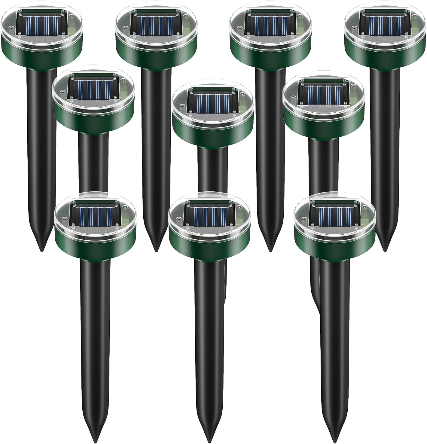 10 Packs Solar Powered Mole Repellent, Waterproof Vole Repellent Get Rid of Moles Groundhog Chipmunk Repellent, Snake Repellent Outdoor Ultrasonic Gopher Repellent for Lawn Garden, Round
