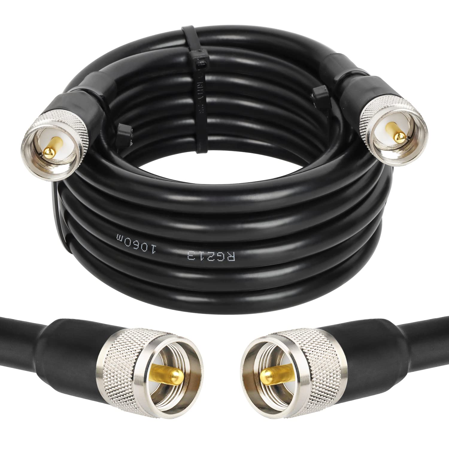 MOOKEERF Cable coaxial CB RG213, cable coaxial UHF macho a macho de 10 pies de baja pérdida RG-213 UHF, cable de antena CB para radio jamón, radio VHF, medidor SWR, analizador de antena