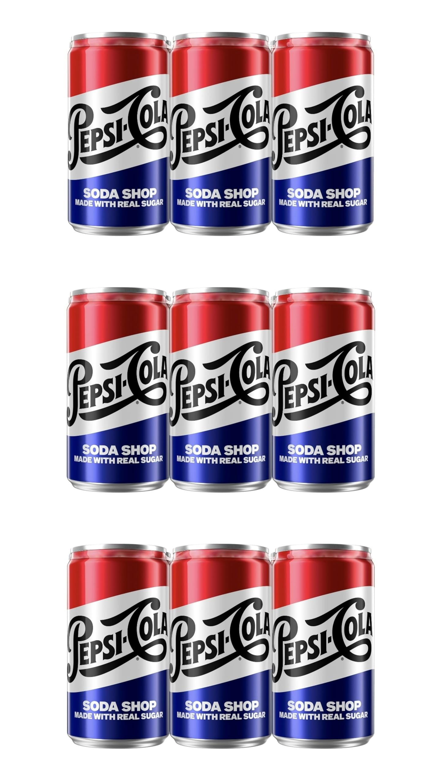 WESTERNMBY Pepsi Real Sugar, 7.5 Fl Oz Mini Can (Pack of 18, Total of 135 Oz)