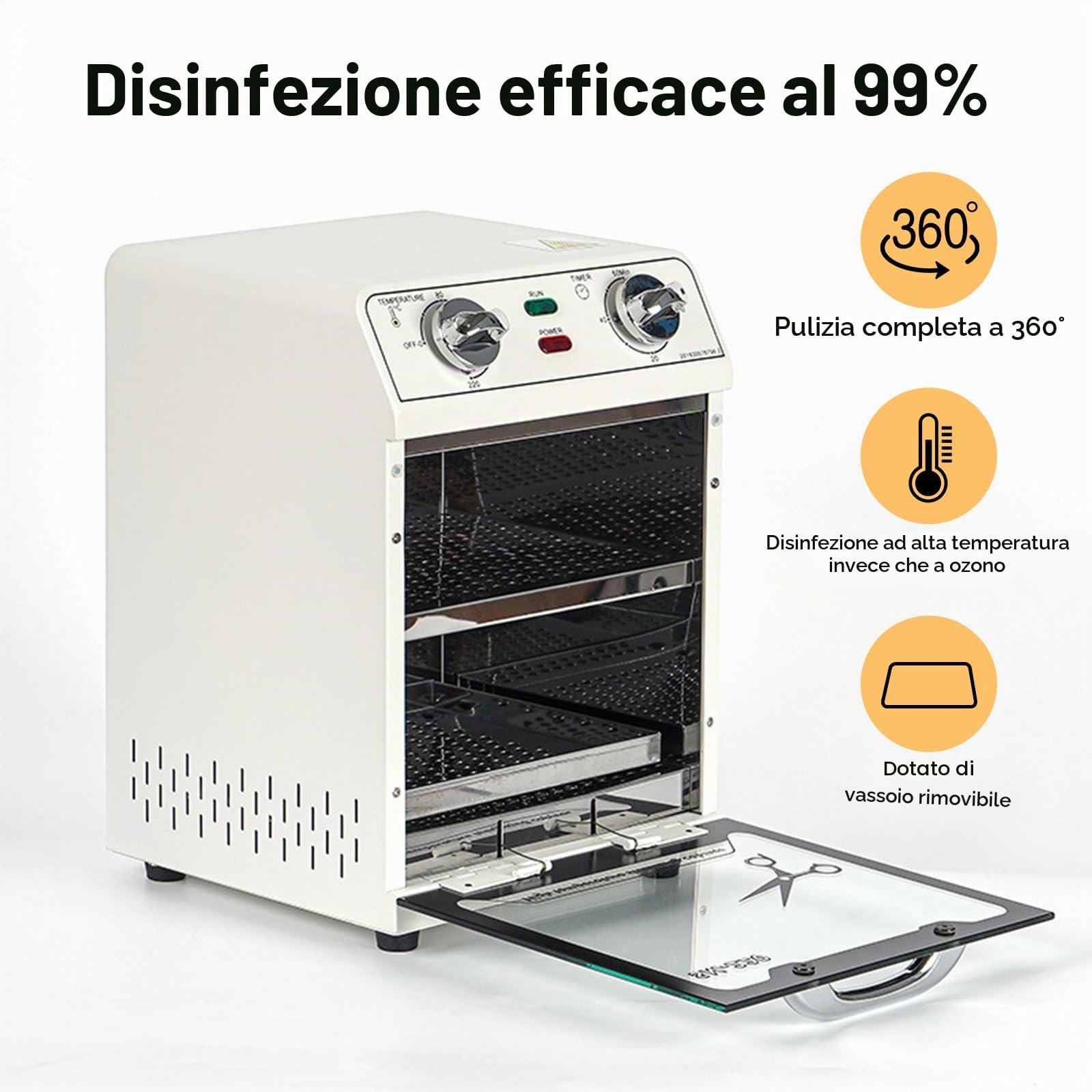 Sterilizzatore ad alta temperatura,sterilizzatore ad alta temperatura a calore secco di grande capacità,sterilizzatore estetica con controllo della temperatura e timer,adatto per strumenti per capelli