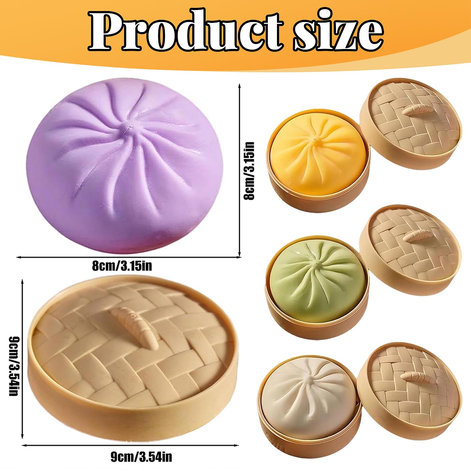 Dumpling Squishy Gigante – Juguete Sensorial De Bollo Al Vapor Con Cesta Simulada, Anti-estrés De Goma Suave Para Niños Y Adultos (10x10x6.5 Cm)