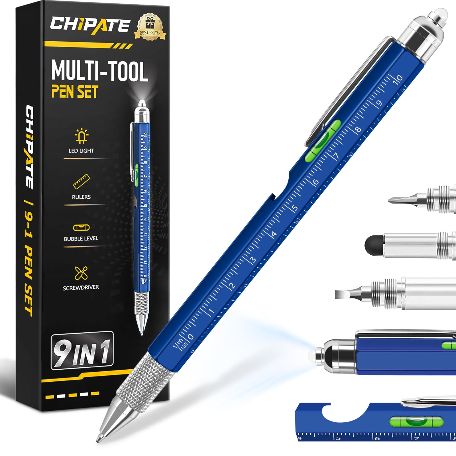 Chipate Festa del Papa Idee Regalo, Regalo Uomo, Penna Regalo Multifunzione 9 in 1, Gadget Utili Regali Papà, Regalo Festa del Papà, Regali Uomo Compleanno Originale, Regali per la Festa del Papa