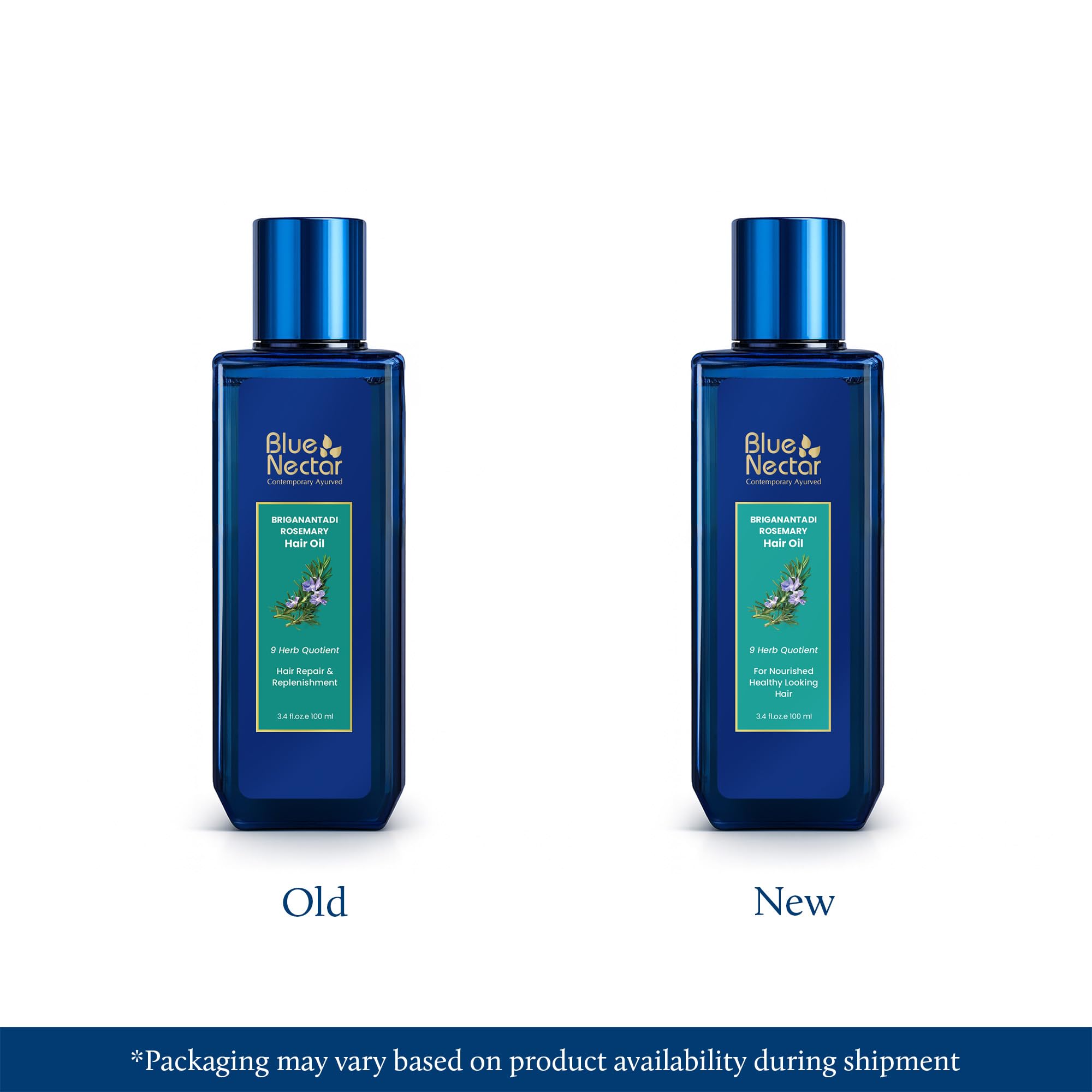 Blue Nectar 10% Rosemary Oil for Hair Growth & Hairfall Control | Deep Repair & Nourishment with Bhringraj & Amla Oil | Ayurvedic Oil for Dry, Frizzy & Damaged Hair (9 Herbs, 100 ml)